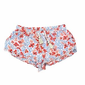 Pact Red Floral Drawstring Women’s Shorts on White